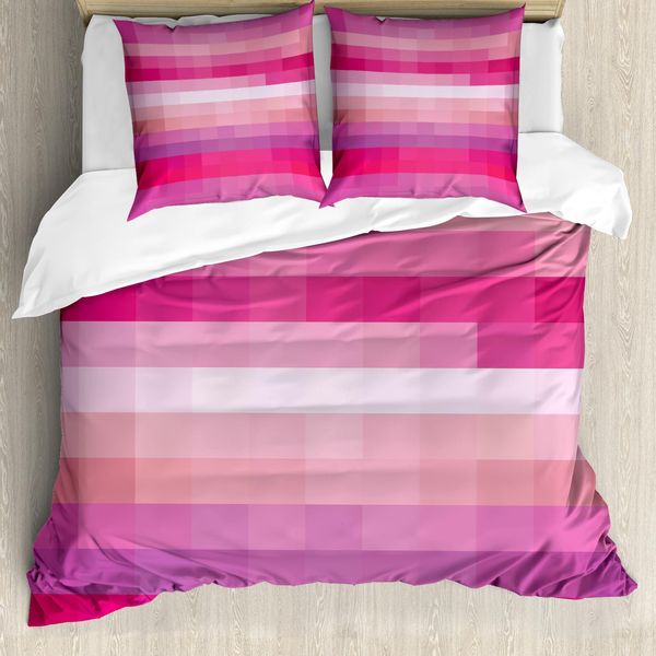 Abakuhaus Copripiumino Rosa Shocking, Motivo Vibrant, Antiacaro, Adatto A Chi Soffre Di Allergie, Con Federe, 200 Cm X 200 Cm - 80 X 80 Cm, Rosa Secca Rosa Pallido-image