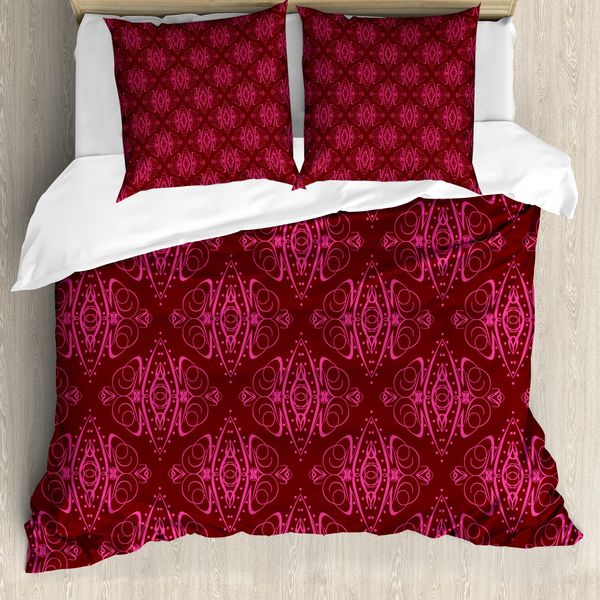 Abakuhaus Copripiumino Rosa Shocking, Damasco Tradizionale, Antiacaro, Adatto A Chi Soffre Di Allergie, Con Federe, 200 Cm X 200 Cm - 80 X 80 Cm, Rosa Bordeaux-image