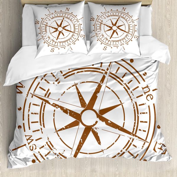 Abakuhaus Copripiumino Kompass, Tema Age Of Discovery, Antiacaro, Adatto A Chi Soffre Di Allergie, Con Federe, 200 Cm X 200 Cm - 80 X 80 Cm, Marrone Chiaro-image