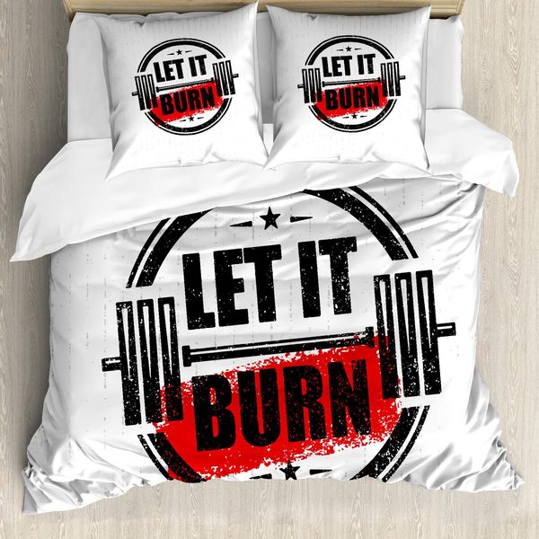 Abakuhaus Copripiumino Fitness, Starke Trainings Grunge, Antiacaro, Adatto A Chi Soffre Di Allergie, Con Federe, 155 Cm X 220 Cm - 80 X 80 Cm, Rosso, Nero, Bianco-image