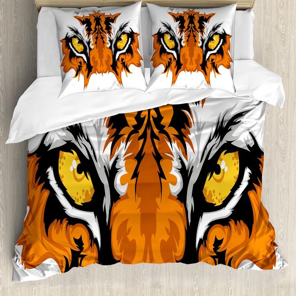 Abakuhaus Copripiumino Auge, Tigre Del Bengala Africana, Antiacaro, Adatto A Chi Soffre Di Allergie, Con Federe, 155 Cm X 220 Cm - 80 X 80 Cm, Arancione Giallo-Nero-image