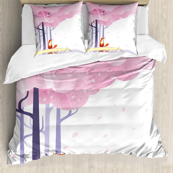 Abakuhaus Copripiumino Fuchs, Rosa Primaverile Sakura Idylle, Antiacaro, Adatto A Chi Soffre Di Allergie, Con Federe, 155 Cm X 220 Cm - 80 X 80 Cm, Rosa Pallido Lavanda-image