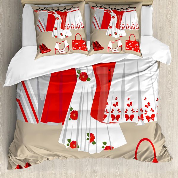 Abakuhaus Tacchi E Abiti Copripiumino, Abbigliamento Scarpe, Antiacaro Adatto A Chi Soffre Di Allergie Con Federe, 200 Cm X 200 Cm - 80 X 80 Cm, Multicolore-image