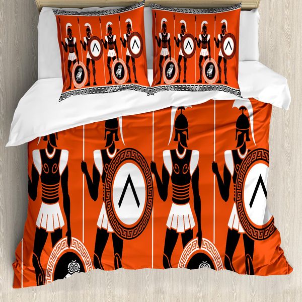 Abakuhaus Copripiumino Retrò, Storico, Antiacaro, Adatto A Chi Soffre Di Allergie, Con Federe, 155 Cm X 220 Cm - 80 X 80 Cm, Arancione, Nero, Bianco-image