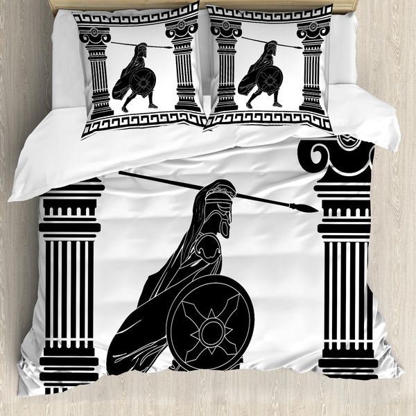 Copripiumino Abakuhaus Retro, Guerriero Pronto All'attacco, Antiacaro, Adatto A Chi Soffre Di Allergie, Con Federe, 200 Cm X 200 Cm - 80 X 80 Cm, Bianco E Nero-image