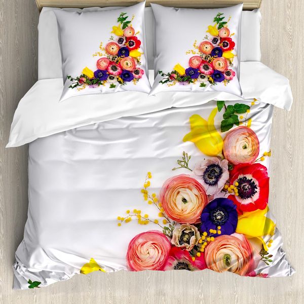 Abakuhaus Copripiumino WindröSchen, Fiori, Antiacaro, Adatto A Chi Soffre Di Allergie, Con Federe, 200 Cm X 200 Cm - 80 X 80 Cm, Multicolore-image