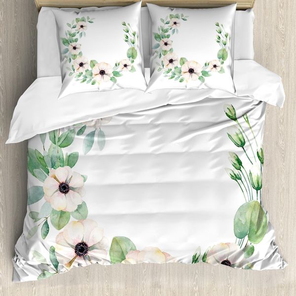 Abakuhaus Copripiumino WindröSchen, Piante Fresche, Antiacaro, Adatto A Chi Soffre Di Allergie, Con Federe, 155 Cm X 220 Cm - 80 X 80 Cm, Pesca Verde Nero-image