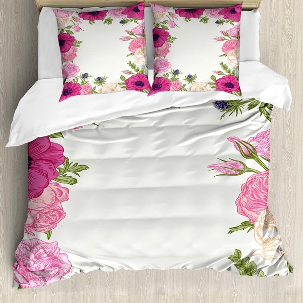 Abakuhaus Copripiumino WindröSchen, Lively Braut, Antiacaro, Adatto A Chi Soffre Di Allergie, Con Federe, 200 Cm X 200 Cm - 80 X 80 Cm, Rosa-Verde-Albicocca-image