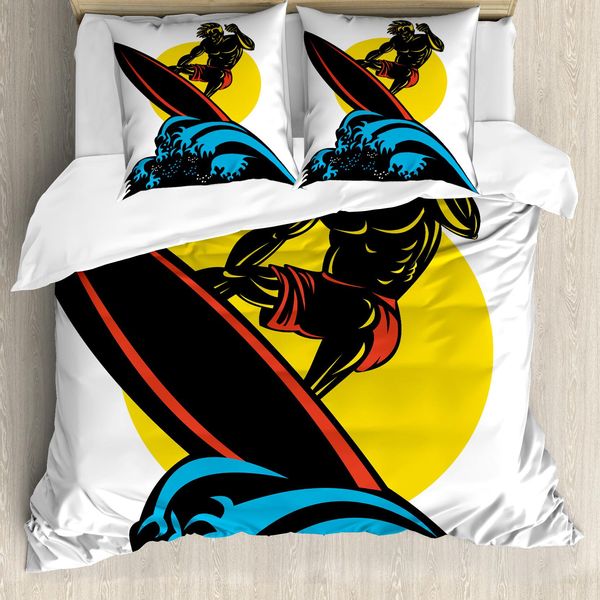 Abakuhaus Cavalca L'onda Copripiumino, Man On Sea Waves, Antiacaro, Adatto A Chi Soffre Di Allergie, Con Federe, 155 Cm X 220 Cm - 80 X 80 Cm, Multicolore-image