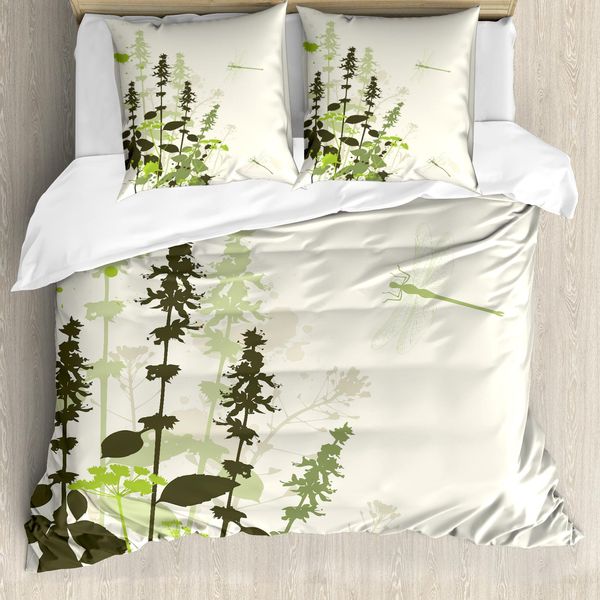 Abakuhaus Copripiumino Libelle, Prato Fiorito, Antiacaro, Adatto A Chi Soffre Di Allergie, Con Federe, 155 Cm X 220 Cm - 80 X 80 Cm, Verde Chiaro Crema-image