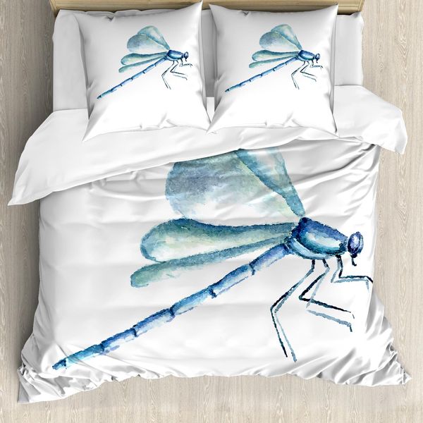 Abakuhaus Copripiumino Libelle, Acquerello, Antiacaro, Adatto A Chi Soffre Di Allergie, Con Federe, 155 Cm X 220 Cm - 80 X 80 Cm, Azzurro Pallido Bianco-image