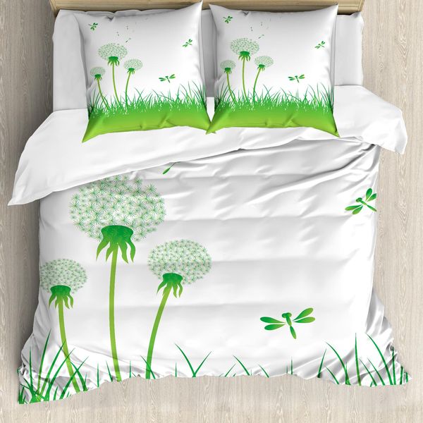 Abakuhaus Copripiumino Libelle, Ecologico Groenlandia, Antiacaro, Adatto A Chi Soffre Di Allergie, Con Federe, 200 Cm X 200 Cm - 80 X 80 Cm, Verde Lime Bianco-image