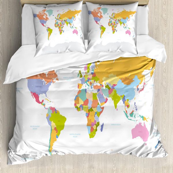 Abakuhaus Carta Copripiumino, Dettagliato Politico Colorato, Antiacaro Adatto A Chi Soffre Di Allergie Con Federe, 200 Cm X 200 Cm - 80 X 80 Cm, Multicolore-image