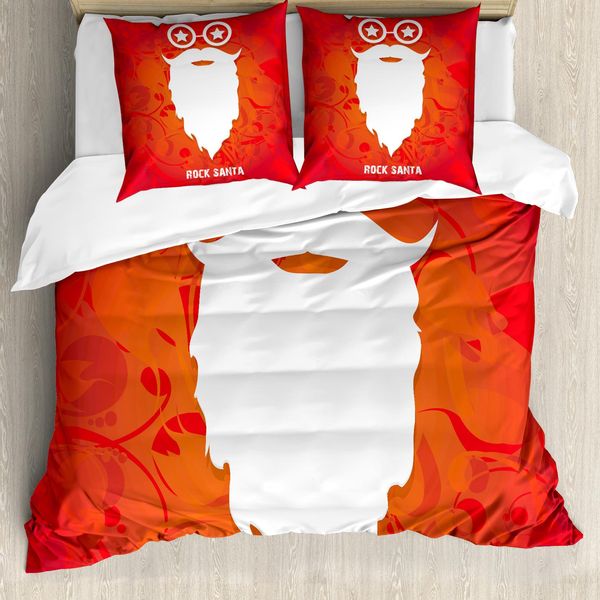 Abakuhaus Copripiumino Indie, Gonna Babbo Natale Natale, Antiacaro, Adatto A Chi Soffre Di Allergie, Con Federe, 200 Cm X 200 Cm - 80 X 80 Cm, Rosso Arancione Bianco-image