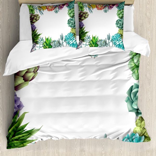 Abakuhaus Set Copripiumino Succoso Per Letti Matrimoniali, Giardino Tropicale Naturale, Antiacaro, Adatto A Chi Soffre Di Allergie, Con Federe, Multicolore-image