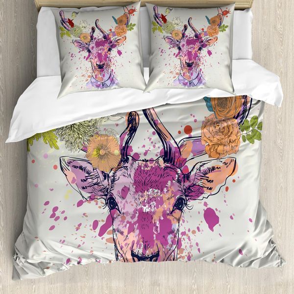Abakuhaus Copripiumino Indie, Deer Portrait, Antiacaro, Adatto A Chi Soffre Di Allergie, Con Federe, 200 Cm X 200 Cm - 80 X 80 Cm, Multicolore-image