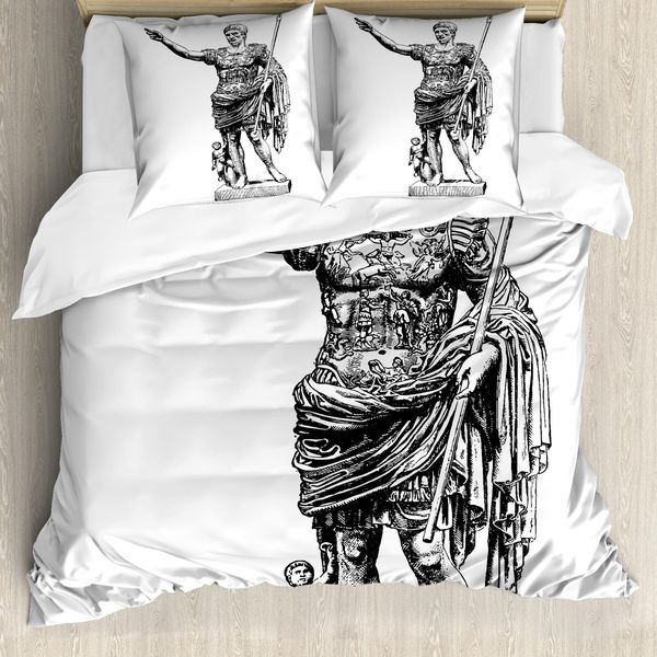 Copripiumino Abakuhaus Retro, Antique KöNig, Antiacaro, Adatto A Chi Soffre Di Allergie, Con Federe, 200 Cm X 200 Cm - 80 X 80 Cm, Bianco E Nero-image