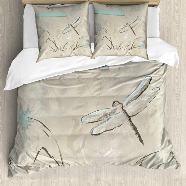 Abakuhaus Copripiumino Libelle, Disegno Romantico, Antiacaro, Adatto A Chi Soffre Di Allergie, Con Federe, 155 Cm X 220 Cm - 80 X 80 Cm, Seafoam Tan-image