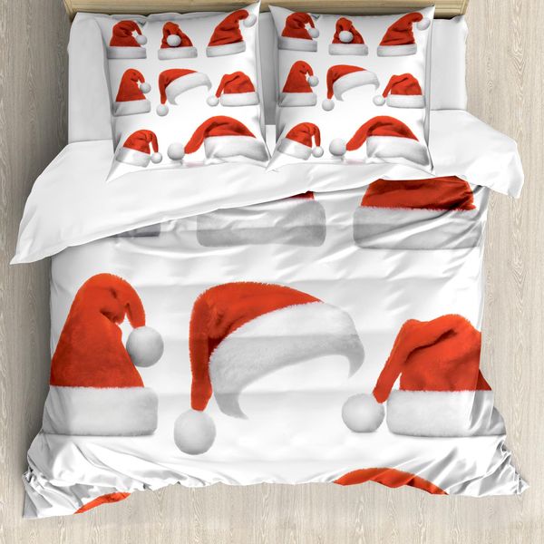 Abakuhaus Copripiumino Natalizio, Motivo Sankt-HüTe, Antiacaro, Adatto A Chi Soffre Di Allergie, Con Federe, 200 Cm X 200 Cm - 80 X 80 Cm, Rosso E Bianco-image