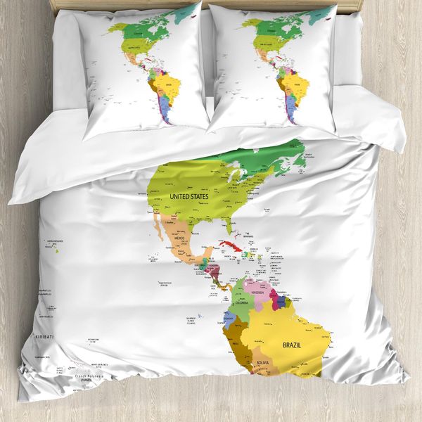 Abakuhaus Carta Copripiumino, Sud E Nord America, Antiacaro Adatto A Chi Soffre Di Allergie Con Federe, 200 Cm X 200 Cm - 80 X 80 Cm, Multicolore-image