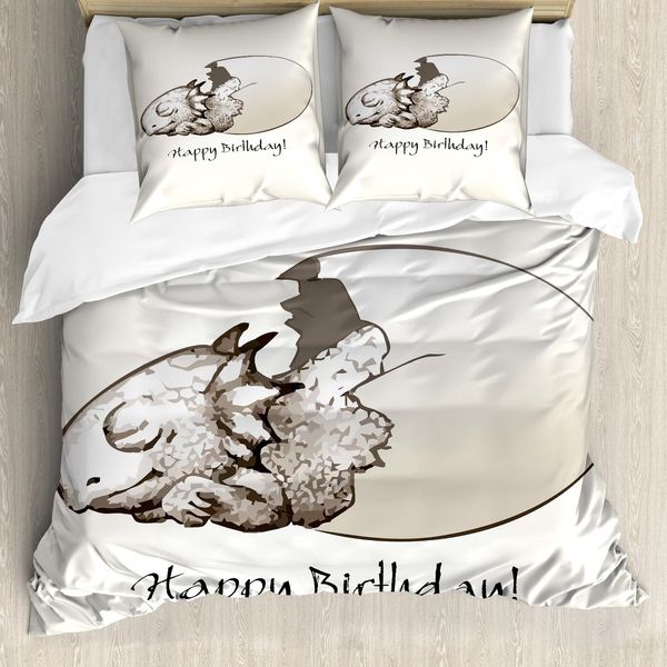 Abakuhaus Copripiumino Dinosauri, Compleanno Neonato Dino, Antiacaro, Adatto A Chi Soffre Di Allergie, Con Federe, 155 Cm X 220 Cm - 80 X 80 Cm, Guscio D'uovo Tan-image