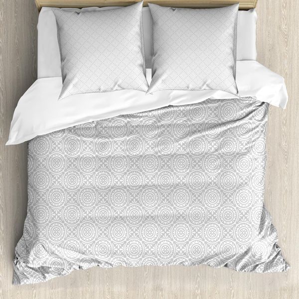 Abakuhaus Copripiumino Etnico, Motivi Floreali Vittoriani, Antiacaro, Adatto A Chi Soffre Di Allergie, Con Federe, 200 Cm X 200 Cm - 80 X 80 Cm, Bianco Tan-image