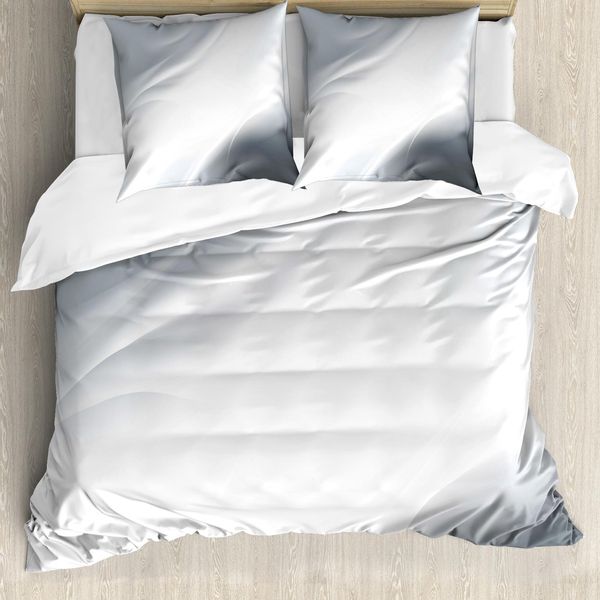 Abakuhaus Copripiumino Grigio, Linee Astratte Sfumate, Antiacaro, Adatto A Chi Soffre Di Allergie, Con Federe, 200 Cm X 200 Cm - 80 X 80 Cm, Grigio, Grigio Chiaro, Bianco-image