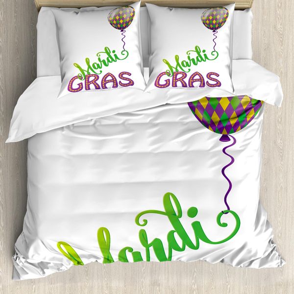 Abakuhaus Copripiumino Carnevale, Cartoon Carnevale, Antiacaro Adatto A Chi Soffre Di Allergie Con Federe, 155 Cm X 220 Cm - 80 X 80 Cm, Viola, Verde, Giallo-image
