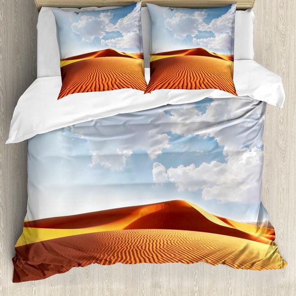 Abakuhaus Copripiumino WüSte, Paesaggio Con Dune, Antiacaro, Adatto A Chi Soffre Di Allergie, Con Federe, 200 Cm X 200 Cm - 80 X 80 Cm, Arancione Giallo Azzurro-image