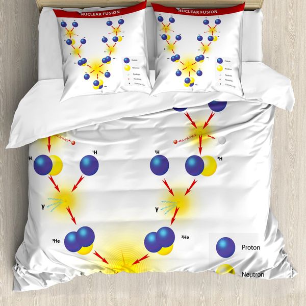 Abakuhaus Copripiumino Educativo, Energia Cosmica Atom, Antiacaro Adatto A Chi Soffre Di Allergie Con Federe, 200 Cm X 200 Cm - 80 X 80 Cm, Blu, Rosso, Giallo-image