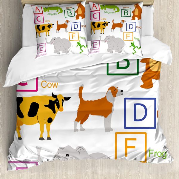 Abakuhaus Copripiumino Educativo, Animali Dello Zoo Per Bambini, Antiacaro, Adatto A Chi Soffre Di Allergie, Con Federe, 155 Cm X 220 Cm - 80 X 80 Cm, Multicolore-image