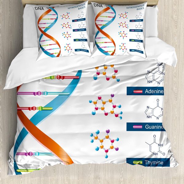 Abakuhaus Copripiumino Educativo, Divertente Biochimica, Antiacaro, Adatto A Chi Soffre Di Allergie, Con Federe, 155 Cm X 220 Cm - 80 X 80 Cm, Multicolore-image