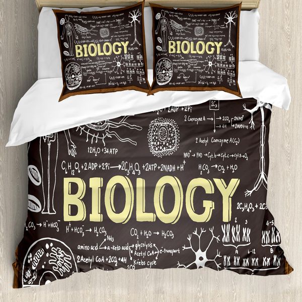 Abakuhaus Copripiumino Educativo, Biologia, Antiacaro, Adatto A Chi Soffre Di Allergie, Con Federe, 200 Cm X 200 Cm - 80 X 80 Cm, Nero, Marrone, Giallo Chiaro-image