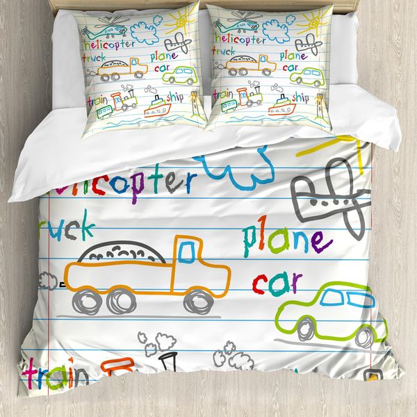 Abakuhaus Copripiumino Educativo, Disegno Per Bambini, Antiacaro, Adatto A Chi Soffre Di Allergie, Con Federe, 155 Cm X 220 Cm - 80 X 80 Cm, Multicolore-image