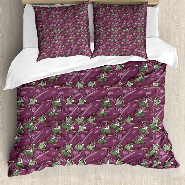 Abakuhaus Copripiumino Aubergine, Retro Cusine Essen, Antiacaro, Adatto A Chi Soffre Di Allergie, Con Federe, 155 Cm X 220 Cm - 80 X 80 Cm, Viola-image