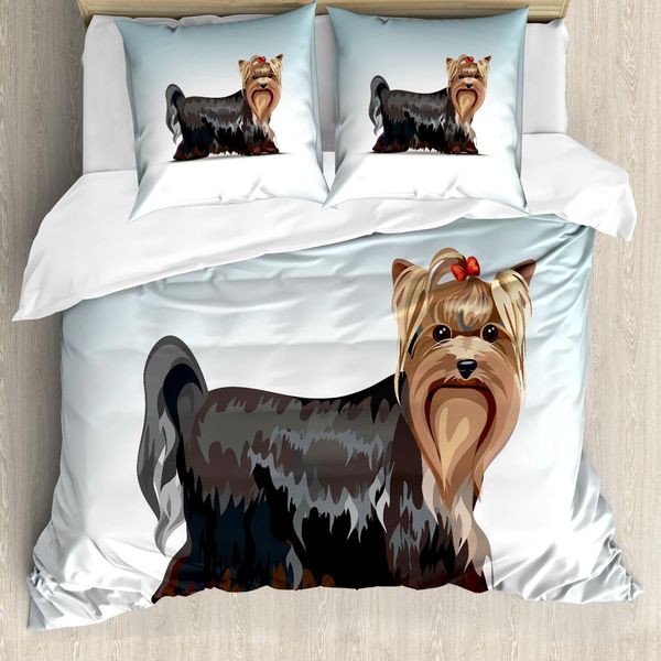 Abakuhaus Copripiumino Yorkie, Bow Leiter Meshed Colori, Antiacaro Adatto A Chi Soffre Di Allergie Con Federe, 155 Cm X 220 Cm - 80 X 80 Cm, Multicolore-image
