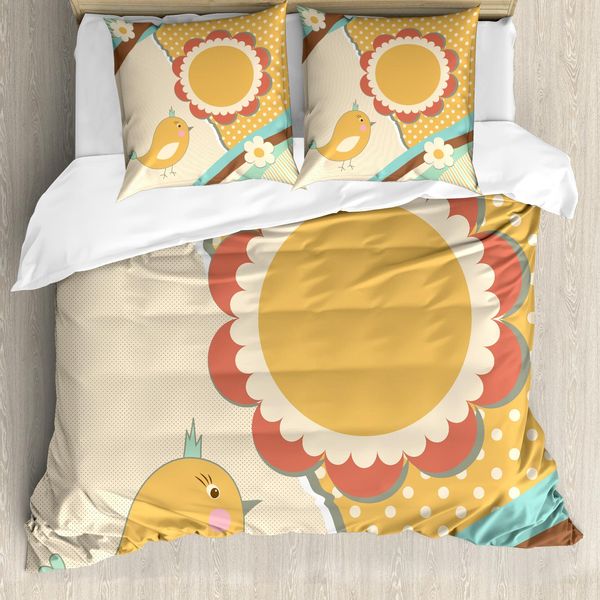 Abakuhaus Copripiumino Per Asilo Nido, Uccellini, Antiacaro, Adatto A Chi Soffre Di Allergie, Con Federe, 155 Cm X 220 Cm - 80 X 80 Cm, Multicolore-image