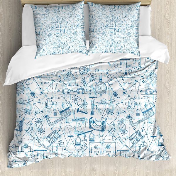 Copripiumino Abakuhaus, Disegno A Tema Fisico, Antiacaro, Adatto A Chi Soffre Di Allergie, Con Federe, 155 Cm X 220 Cm - 80 X 80 Cm, Blu Azzurro-image