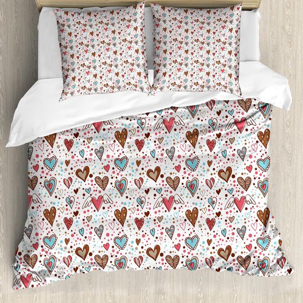Abakuhaus Copripiumino, Cuori Di Varie Forme, Antiacaro, Adatto A Chi Soffre Di Allergie, Con Federe, 155 Cm X 220 Cm - 80 X 80 Cm, Multicolore-image