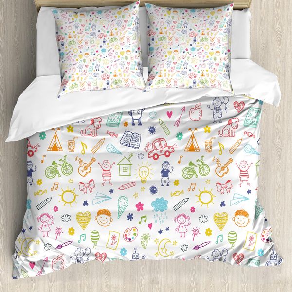 Abakuhaus Copripiumino Per Asilo Nido, Disegno Infantile, Antiacaro, Adatto A Chi Soffre Di Allergie, Con Federe, 155 Cm X 220 Cm - 80 X 80 Cm, Multicolore-image