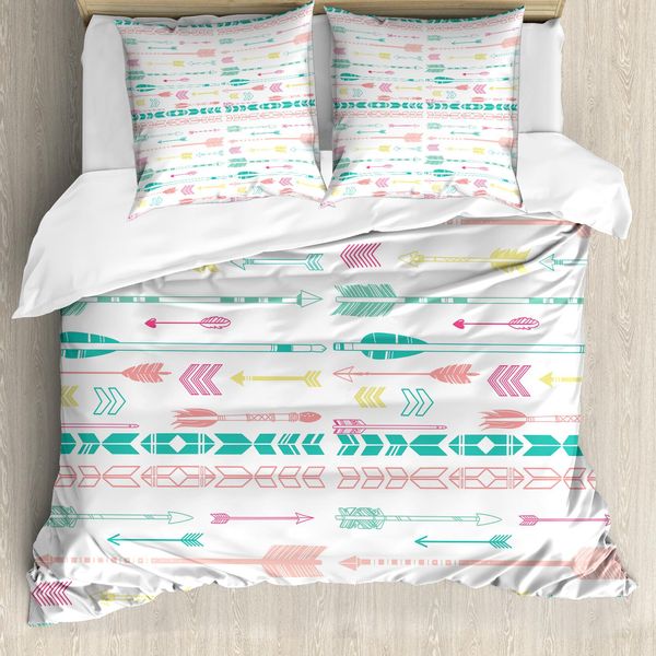 Abakuhaus Copripiumino Hipster, Arte Boho Pastello, Antiacaro, Adatto A Chi Soffre Di Allergie, Con Federe, 155 Cm X 220 Cm - 80 X 80 Cm, Multicolore-image