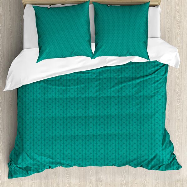 Abakuhaus Copripiumino Teal, Lavoro A Maglia E Cucito, Antiacaro, Adatto A Chi Soffre Di Allergie, Con Federe, 155 Cm X 220 Cm - 80 X 80 Cm, Teal-image