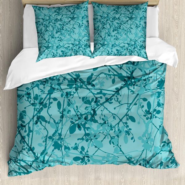 Abakuhaus Set Copripiumino Teal Per Letti Matrimoniali, Stile Disegno A Inchiostro, Antiacaro, Adatto A Chi Soffre Di Allergie, Con Federe, Turchese Teal-image