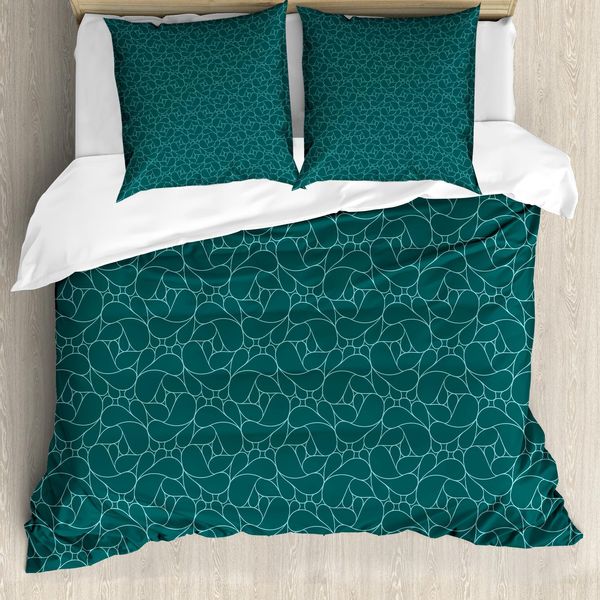 Abakuhaus Set Copripiumino Teal Per Letti Matrimoniali, Stile Astratto Moderno, Antiacaro, Adatto A Chi Soffre Di Allergie, Con Federe, Turchese Teal-image