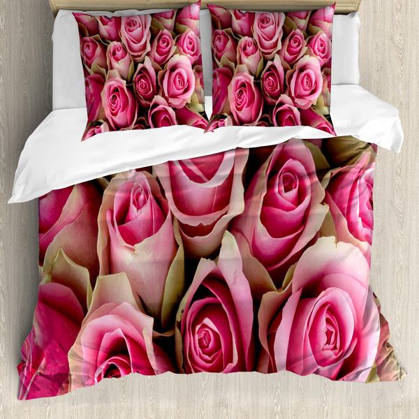 Abakuhaus Rose Copripiumino, Frische Weiche Braut, Antiacaro Adatto A Chi Soffre Di Allergie Con Federe, 200 Cm X 200 Cm - 80 X 80 Cm, Rosa Verde Chiaro-image