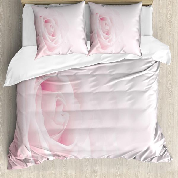 Abakuhaus Set Copripiumino Rosa Per Letti Matrimoniali, Chiusura Con Fiocco Rosa, Antiacaro, Adatto A Chi Soffre Di Allergie, Con Federe, Rosa Chiaro-image
