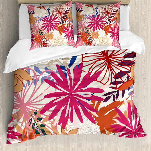 Abakuhaus Copripiumino Con Motivo Floreale, Composizione Floreale Vivace, Antiacaro, Adatto A Chi Soffre Di Allergie, Con Federe, 155 Cm X 220 Cm - 80 X 80 Cm, Multicolore-image