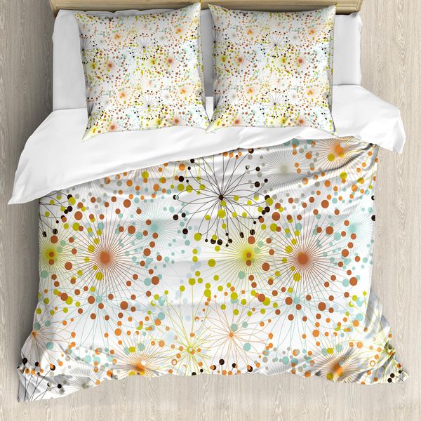 Abakuhaus Copripiumino Astratto, Linee Con Punti Vibranti, Antiacaro, Adatto A Chi Soffre Di Allergie, Con Federe, 200 Cm X 200 Cm - 80 X 80 Cm, Multicolore-image