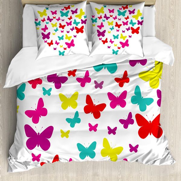 Abakuhaus Copripiumino Farfalla, Farfalla Cuore Amore, Antiacaro Adatto A Chi Soffre Di Allergie Con Federe, 200 Cm X 200 Cm - 80 X 80 Cm, Multicolore-image
