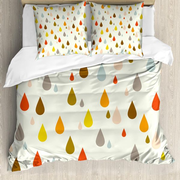Abakuhaus Copripiumino Colorato, Motivo Retrò Gocce Di Pioggia, Antiacaro, Adatto A Chi Soffre Di Allergie, Con Federe, 155 Cm X 220 Cm - 80 X 80 Cm, Multicolore-image